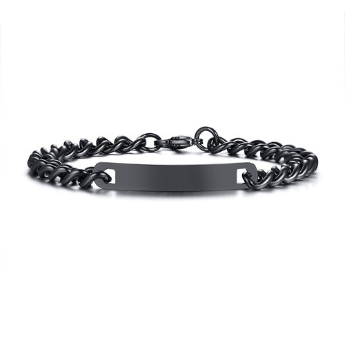 Black Men Women Medical Alert ID Plate Bracelet Chain Emergency Free Engraving - Picture 20 of 28