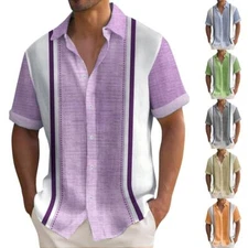 Hawaiian Shirt Men's Summer Button Down Bowling Shirts Short Sleeve Beach Shirt