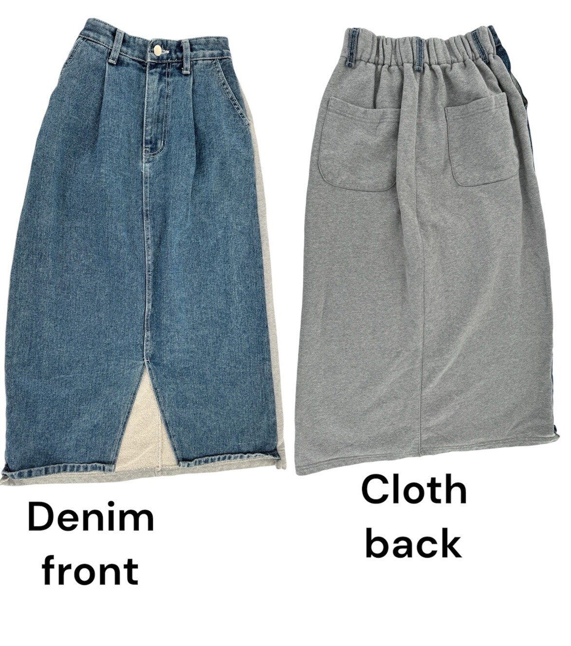 Denim Midi Skirt Sz S Y2K Sporty Mixed Media Kawaii Korean 100% Cotton Denim-image
