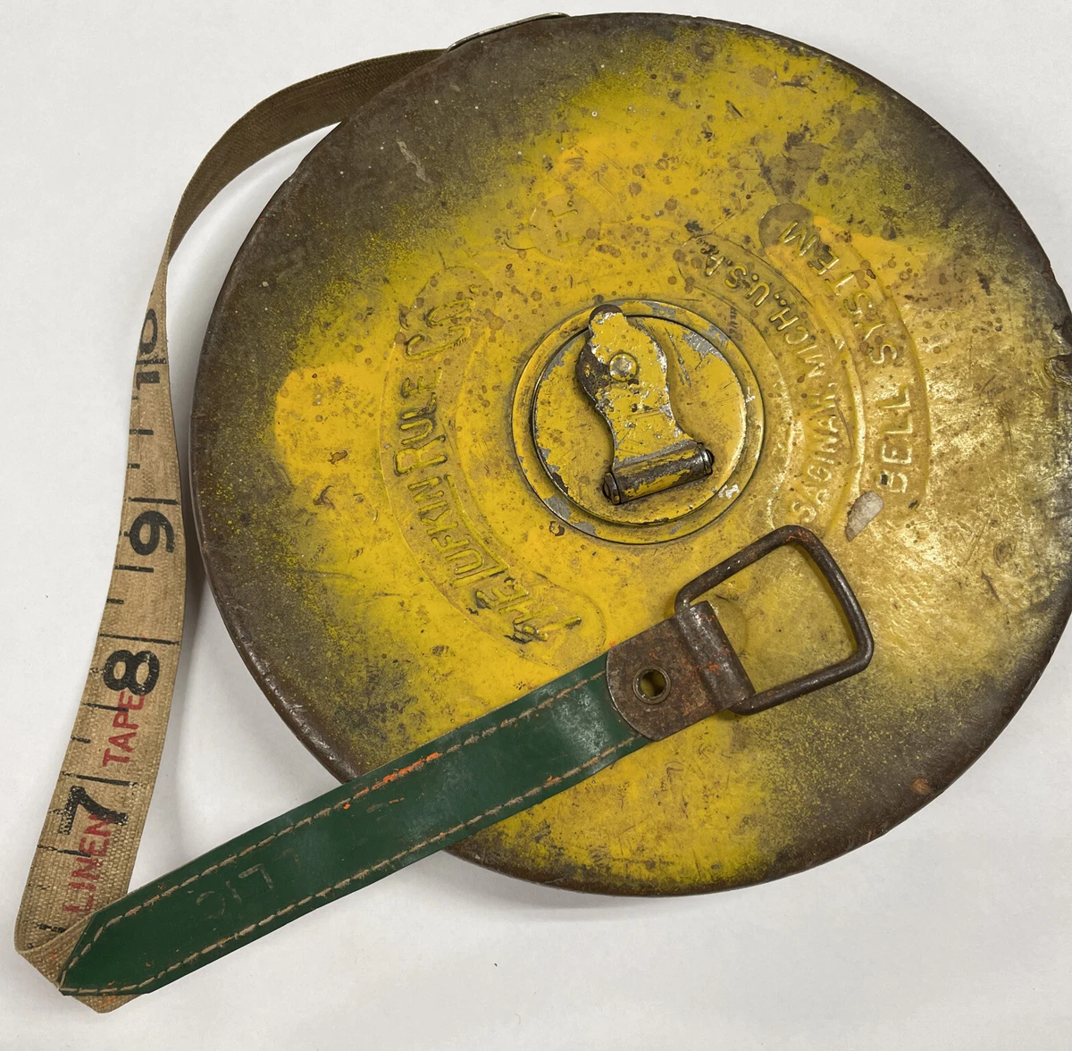 Vintage Lufkin Bell System 100 Foot Measuring Tape Linen Stitched