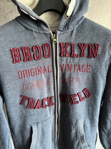 Y2K Fur Full Zip Hoodie 2000s Blue Sun-Faded Herren Gr. XS Hype - Bild 18 von 21