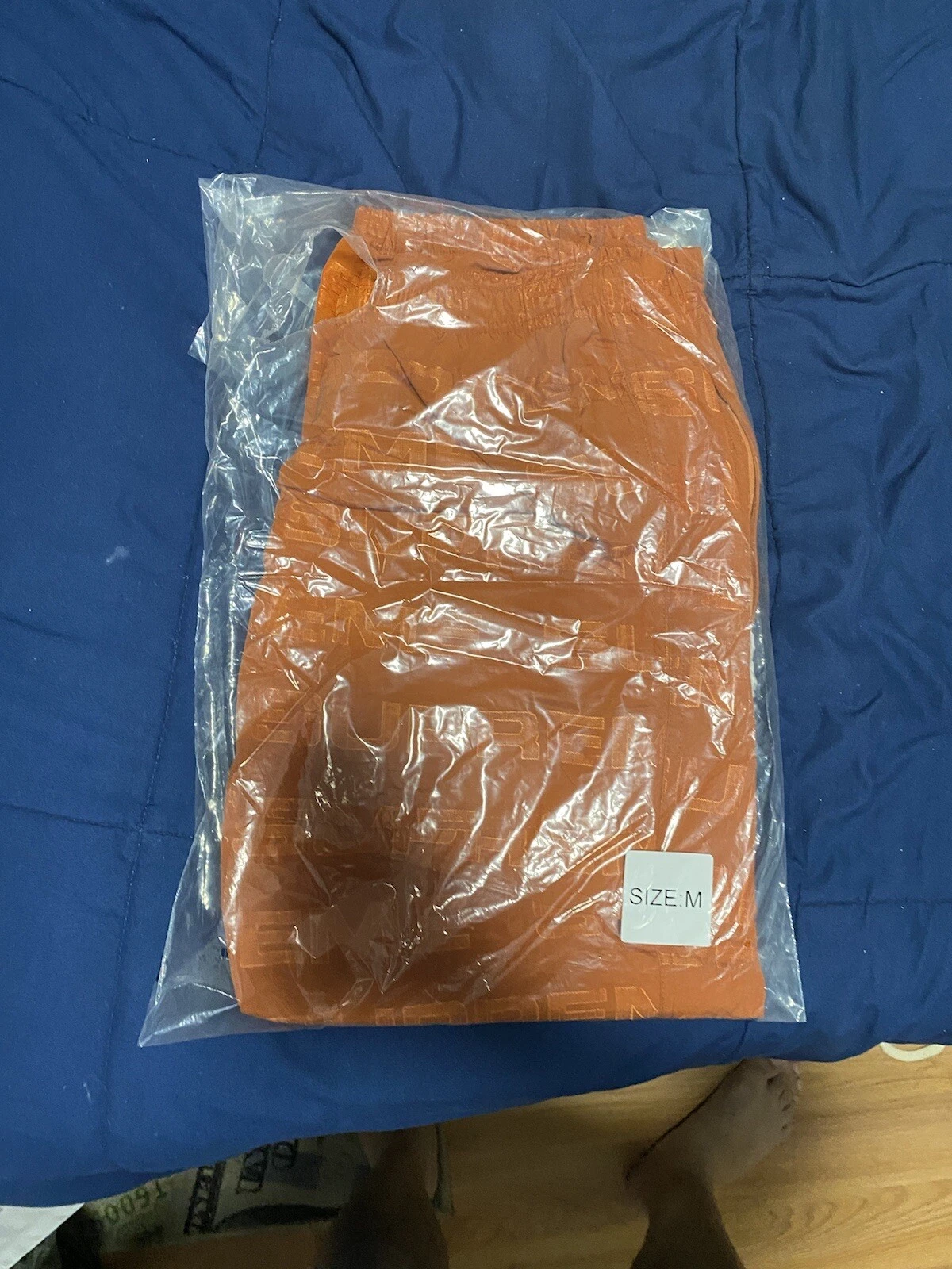 supreme logo ripstop track pant orange sise medium