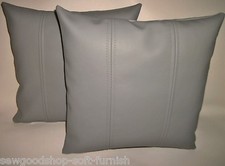 2 Grey Stripe Faux Leather Cushion Covers 16" 18" 20" Scatter Pillows