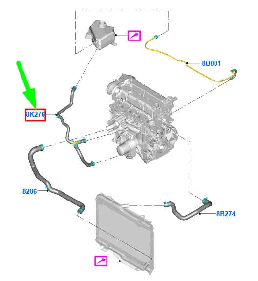 NEU FORD ECOSPORT MK2 KÜHLMITTELSCHLAUCH CN11-8K276-AE 2043768 