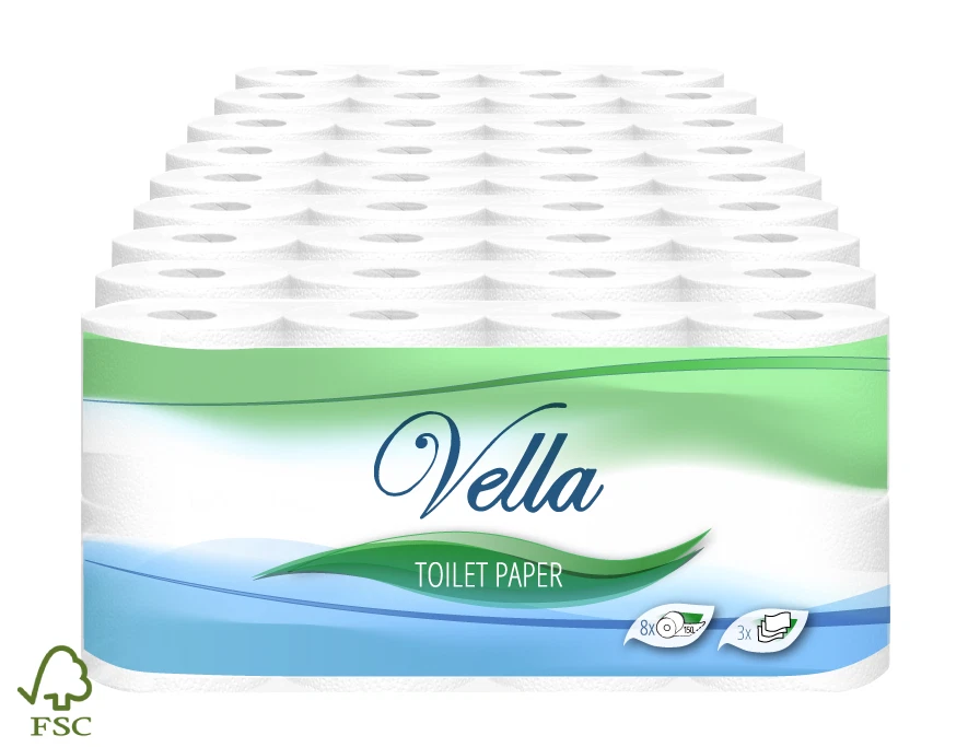 VELLA 72 Rollen Klopapier Toilettenpapier Klopapier WC-Papier 3 lagig 150 Blatt FSC®