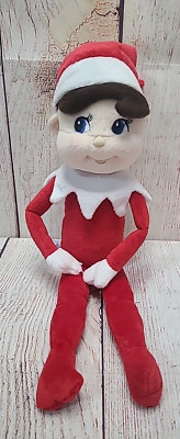 Elf on A Shelf Plush Storybook Stuffed Doll Red White Brown Hair Blue Eyes 17''