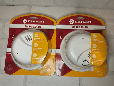 2 First Alert Hard Wired Battery Back-up Smoke Alarm Ionization Detector1039809