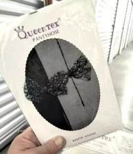 Black Bow Ankle Rhinestone Sheer Stockings Back Seam Pantyhose Sexy OS S M L