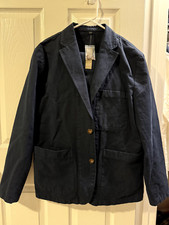 J.Crew Men's Garment-Dyed Cotton-Linen Chino Suit Jacket Pants, Navy, Size 40