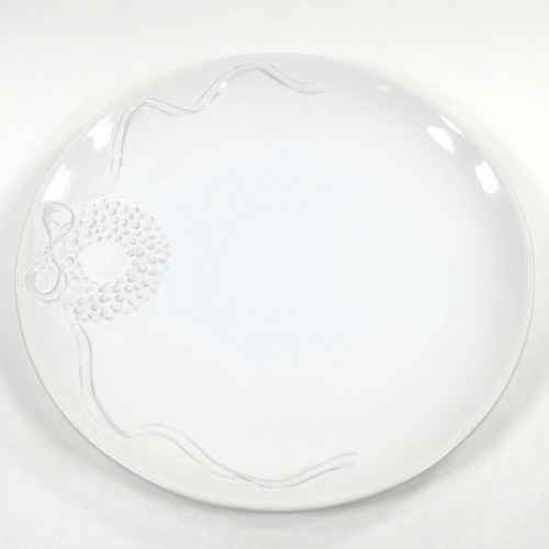 St. Nicholas Square TRADITIONS 10.75" Dinner Plate Antique White Embossed Wreath - Picture 7 of 11