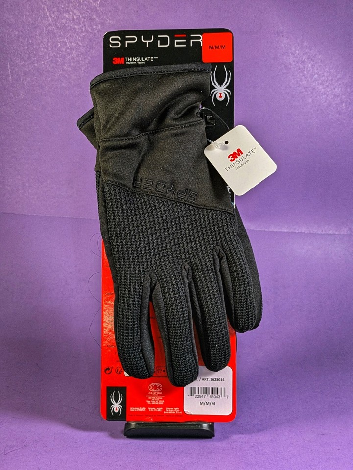 Guanti Invernali Spyder Core Conduct, Pelle E Touch Screen, Palmo In Pelle, Taglia L, Neri