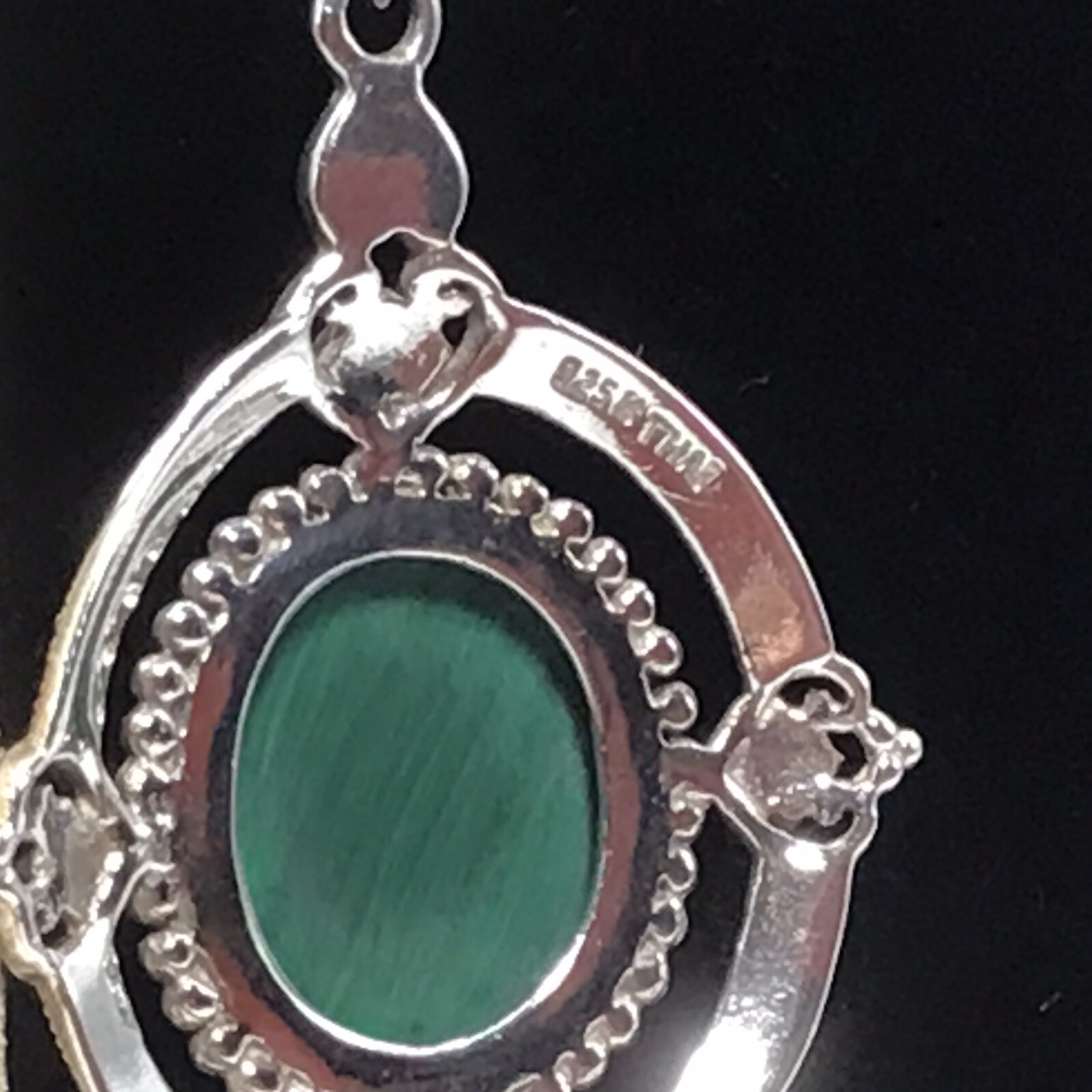 Sterling Silver Large Dangle Malachite Earrings 2” - image 4