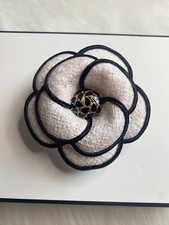Camellia Brooch Pin Tweed Pink Large New Handmade
