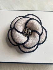 Camellia Brooch Pin Tweed Pink Large New Handmade