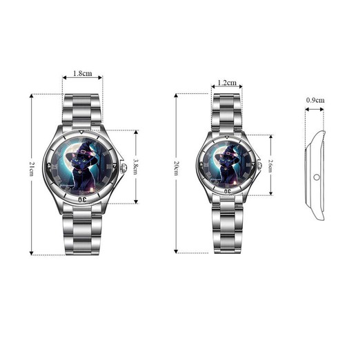 Reloj de Metal Bruja Gato Negro, Noche Mística Iluminada por la Luna, Arte Felino Mágico Hallowen - Imagen 3 de 5