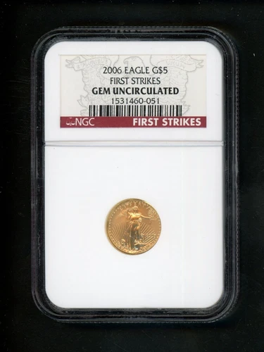 2006  US 1/10 oz Gold American Eagle $5.00 $5 NGC GEM UNC Orig Spot Free GEM