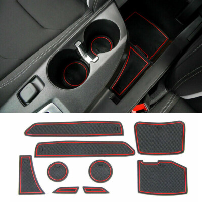 9X Gate Slot Non-Slip Cup Holder Pad Door Groove Mats for Chevrolet Camaro 17+ m