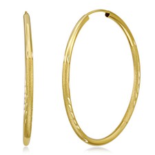 Wellingsale 14k Yellow Gold Diamond Cut 2mm Endless Hoop Earrings 40 x 40 mm 