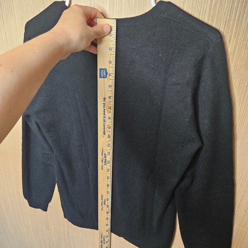 Woolovers Sweater Womens Medium Black Knit Wool Cashmere V Neck Lightweight Top - Picture 8 of 11