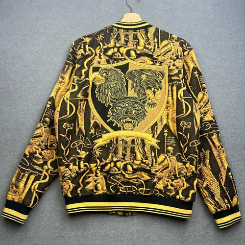 ZARA Jacke Herren M Gold JACQUARD Bomber Skulls Magic Fantasy Eagle Tiger Varsity