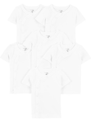 Simple Joys Kid's 6-pack side snap short sleeve t-shirts Shirt, White, 3-6 Mo...