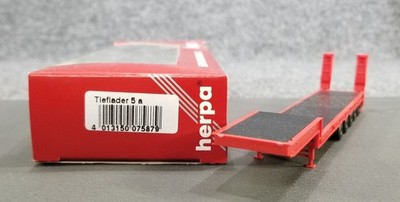 HERPA HO 1:87 075879 TIEFLADER 5 A LOW DECK W/RAMPS TRAILER IOB MADE IN GERMANY
