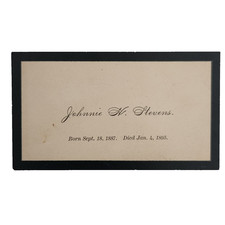 Antique Mourning Card Child Nelson NH Johnnie Stevens Seven Years Old Monadnock