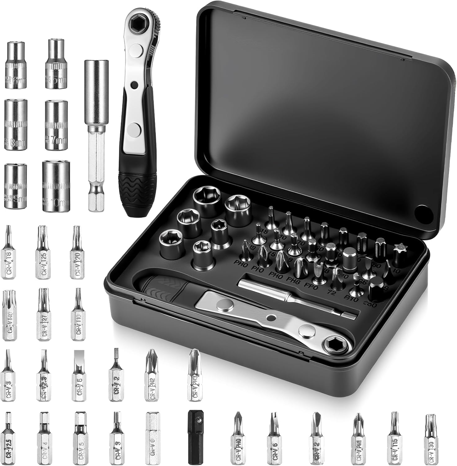 Mini Ratchet Screwdriver Set, 32 in 1 Mini Ratchet Set, Reversible Ratcheting Sc