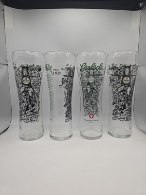 4x Grolsch Premium Lager Pint Glas groß schmal Bier schwarz Grafikdesign Brewaria
