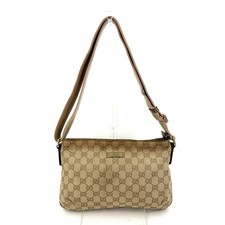 Auth GUCCI GG Supreme Monogram Beige Brown Canvas Shoulder Bag Italy Vtg 90s