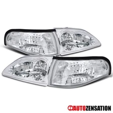 Fit 1994-1998 Ford Mustang GT SVT Cobra Headlights+Corner Signal Lamp Left+Right