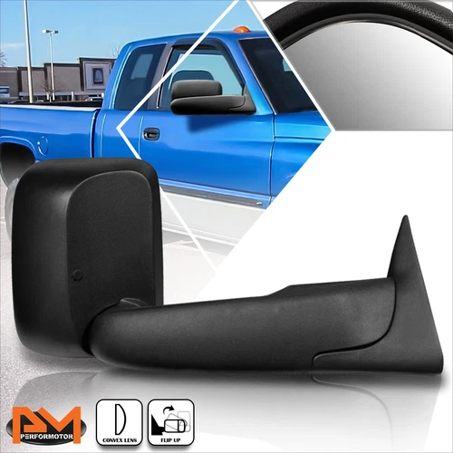 For 94-02 Dodge Ram 1500/2500/3500 Manual Adjustment Black Towing Mirror Right