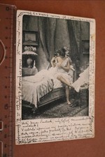 tolle alte Karte - Erotik 1900-1910 - Frau auf dem Bett in Unterwäsche 
