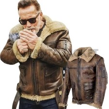 Bomber uomo Arnold M47 aviatore tank vera pelliccia volo fatto a mano militare B-3