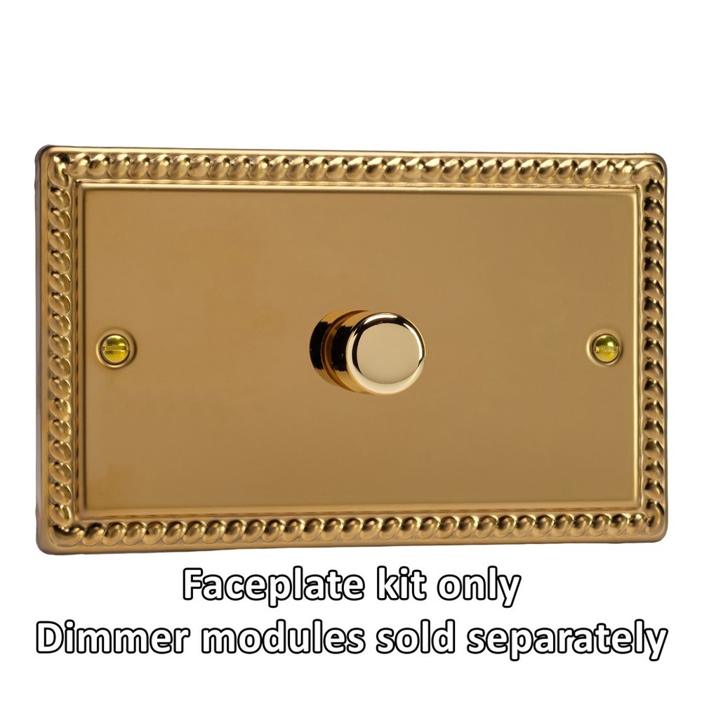 Varilight 1-Gang Matrix Kit for Rotary Dimmers Twin Plate Georgian Brass Finish