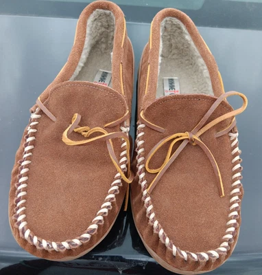 Minnetonka Men's Suede Pile Line Hardsole Moc Slipper Moccasins Sz 11 - Image 1 of 4