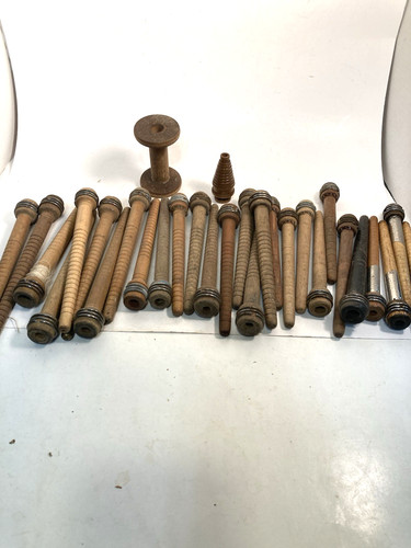 Wood Bobbins Spools Industrial Style 3"-8.75" Wooden Quills Mixed Lot-30