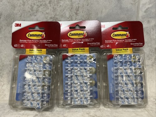 120x (3-40ct packs) 3M Command Damage-Free Decorating Clips NEW
