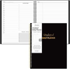 Daily Planner - 9'' x 11'' Notebook with Hourly Schedule, Undated Workbook to Re