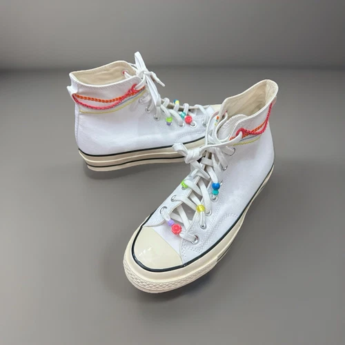 Scarpe alte donna 9 5 Converse Chuck 70 tela grigio bianco casual A06845C