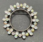Large Ab Wreath Brooch Pin C11b