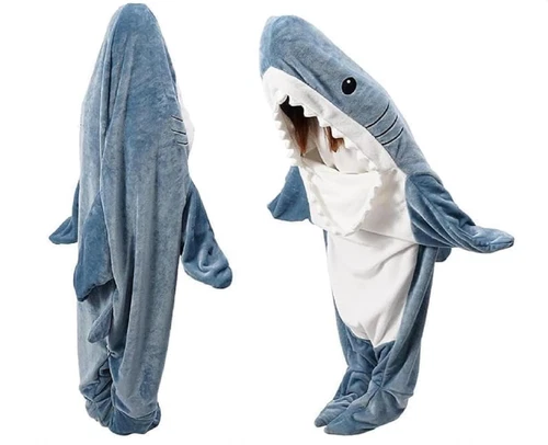 TAILWAGZ Shark Blanket Shark Blanket ONESIE Coverall Sleeping Bag Flannel Cosy M
