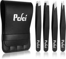 Pefei Tweezers Set Stainless Steel Precision Black