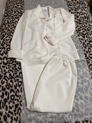 Womens Formal 2 Piece Skirt Suit Size 8 Ivory Mother of the Bride Tower Hill 55