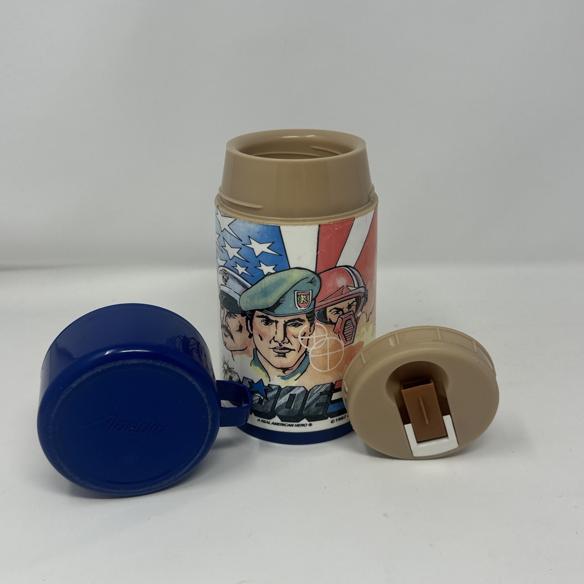 Vintage 1989 Hasbro GI Joe Blue Plastic Lunchbox & Thermos Aladdin