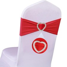 WYFMYD Red Chair Sashes Wedding 50 Pack Spandex Red Sashes Chairs Covers