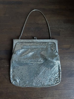 Vintage 70er Silber Metall Kettenhemd Netz Hand Damen Abendtasche Studio 54
