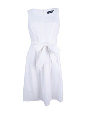 Nine West Women's Linear Burnout Fit and Flare Dress