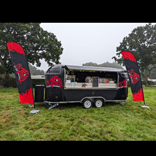 Mobile Catering Food Trailer Serving Hatch Stainless Kitchen Fridge