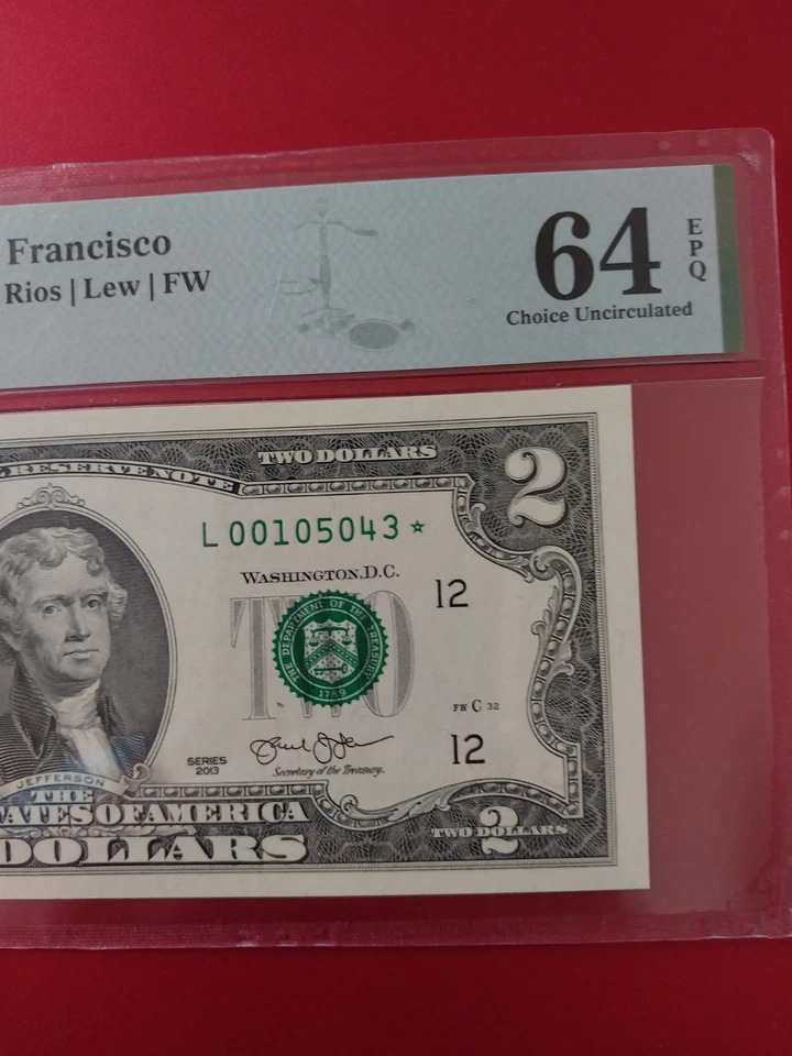 2013 $2* New York Star Note Only 128K Printed PMG 64 EPQ L00105043* - Image 2 of 4